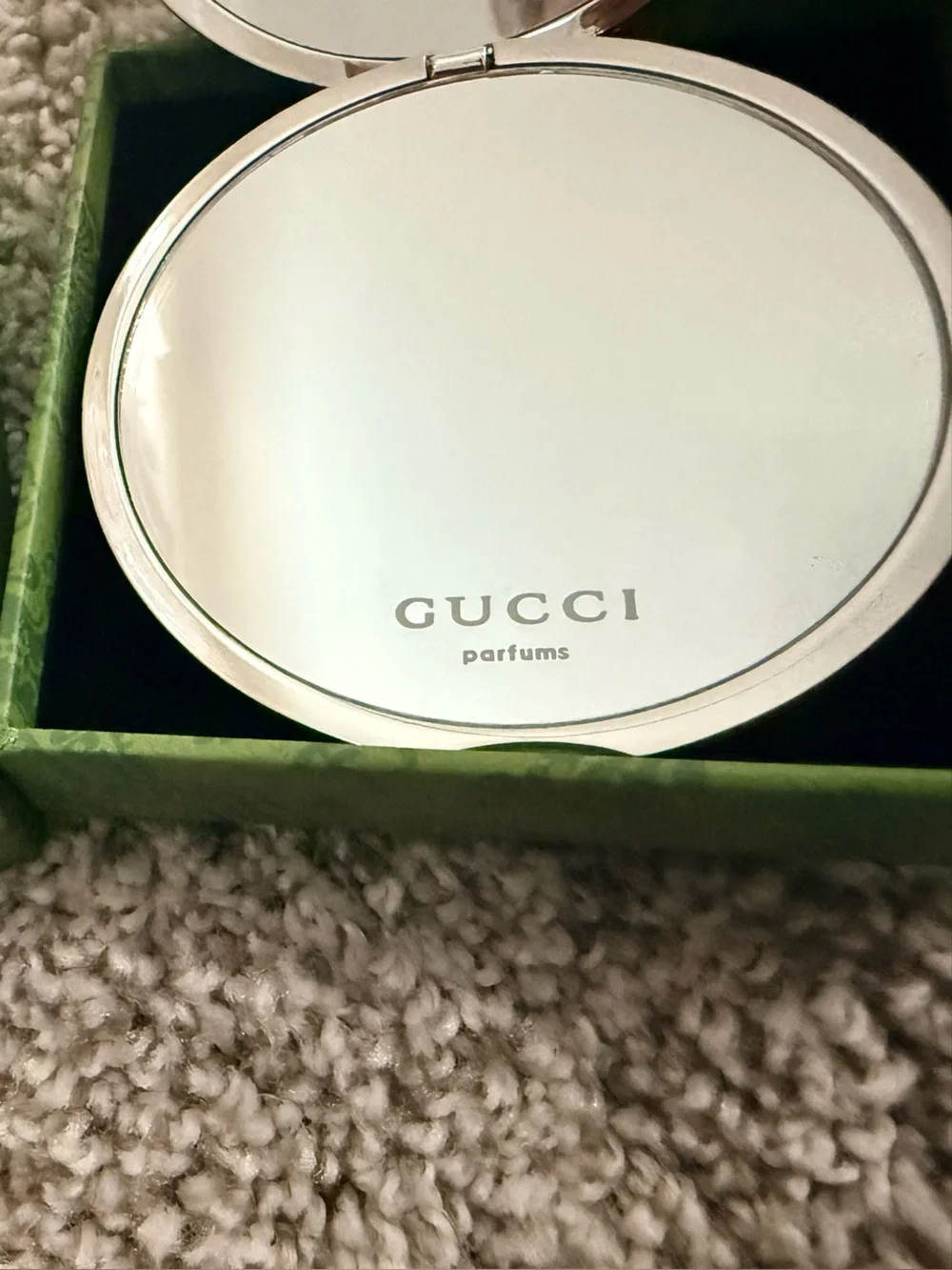Gucci GG Monogram Silver Compact Cosmetic Mirror